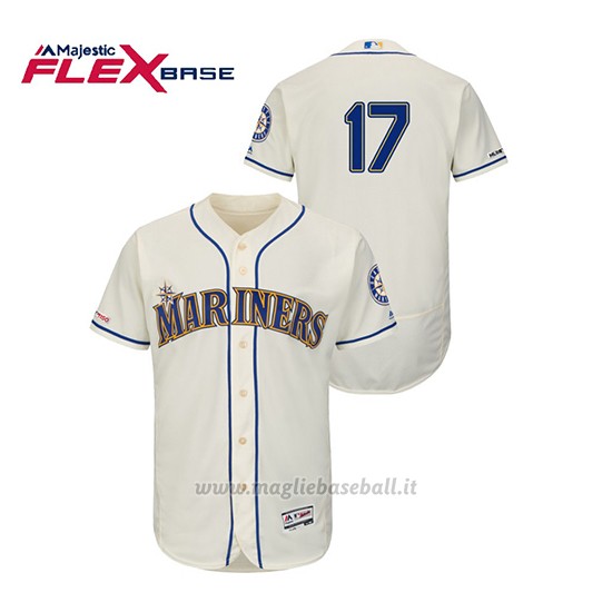 Maglia Baseball Uomo Seattle Mariners Mitch Haniger 150th Aniversario Patch Autentico Flex Base Crema